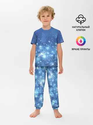 Детская пижама с брюками / Снежинки.
