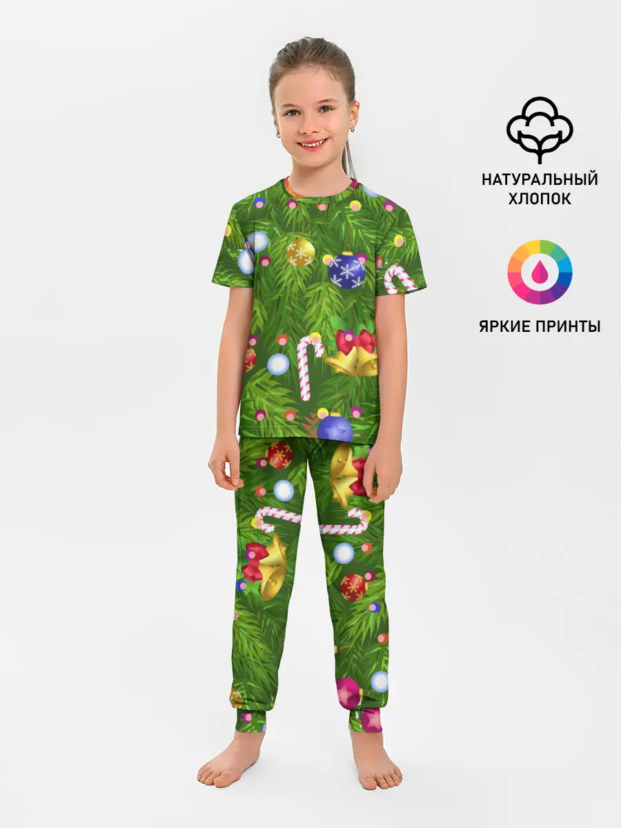 Детская пижама с брюками / Ёлка новогодняя