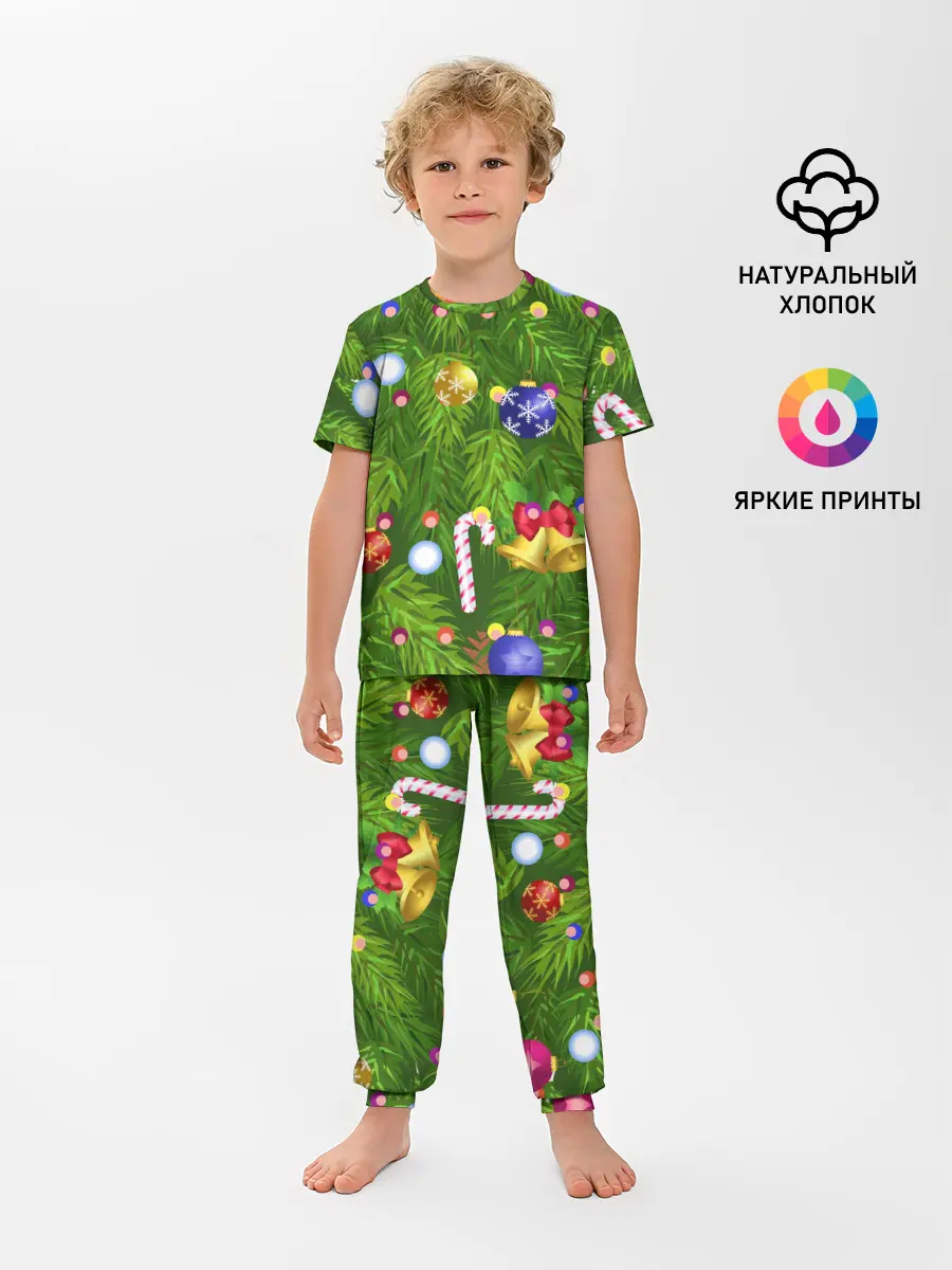 Детская пижама с брюками / Ёлка новогодняя