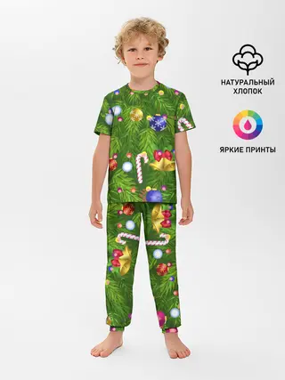 Детская пижама с брюками / Ёлка новогодняя