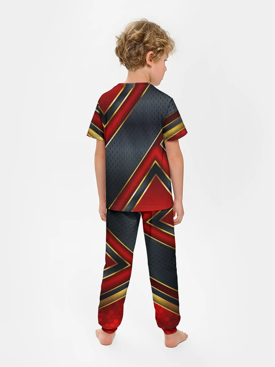 Детская пижама с брюками / Black & Red 3D