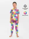 Детская пижама с брюками / Разноцветные котики