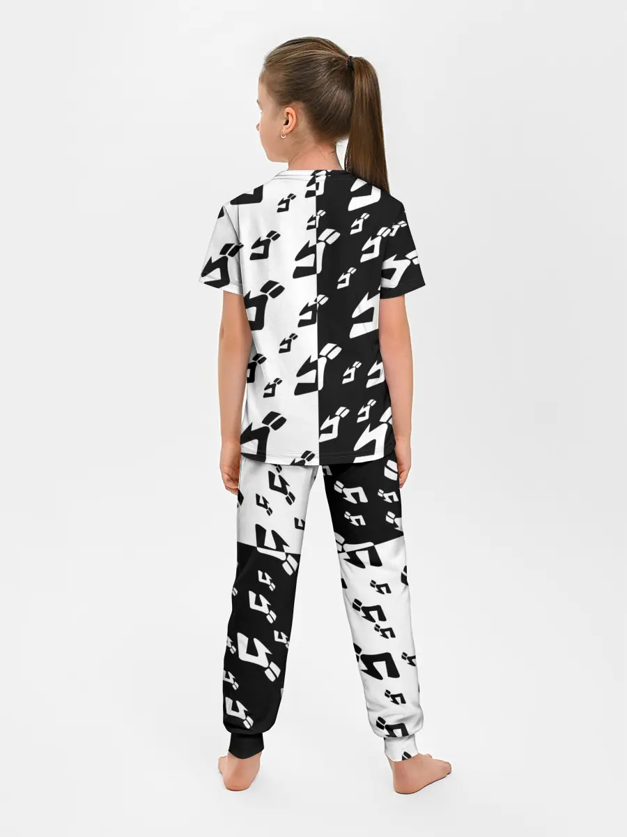 Детская пижама с брюками / Паттерн ДжоДжо черно-белый