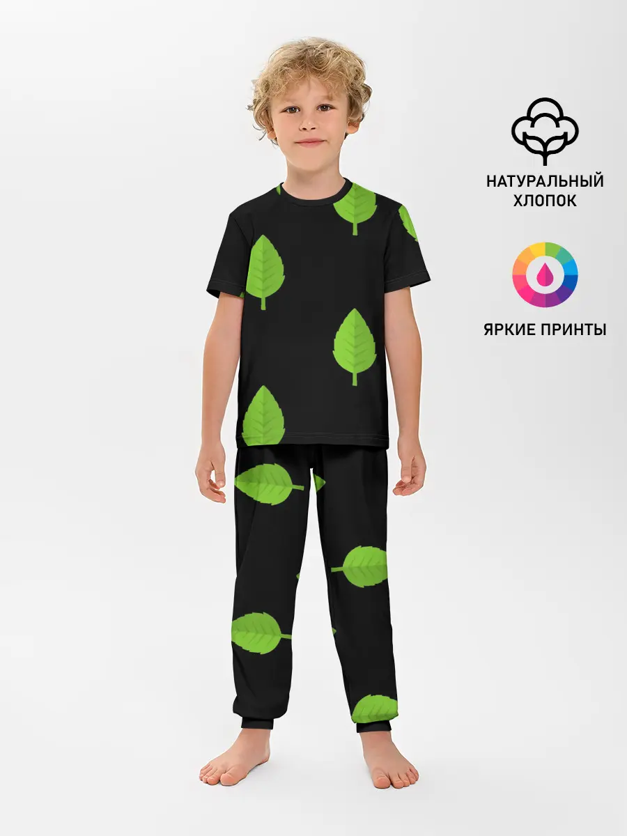 Детская пижама с брюками / Птица и листочек