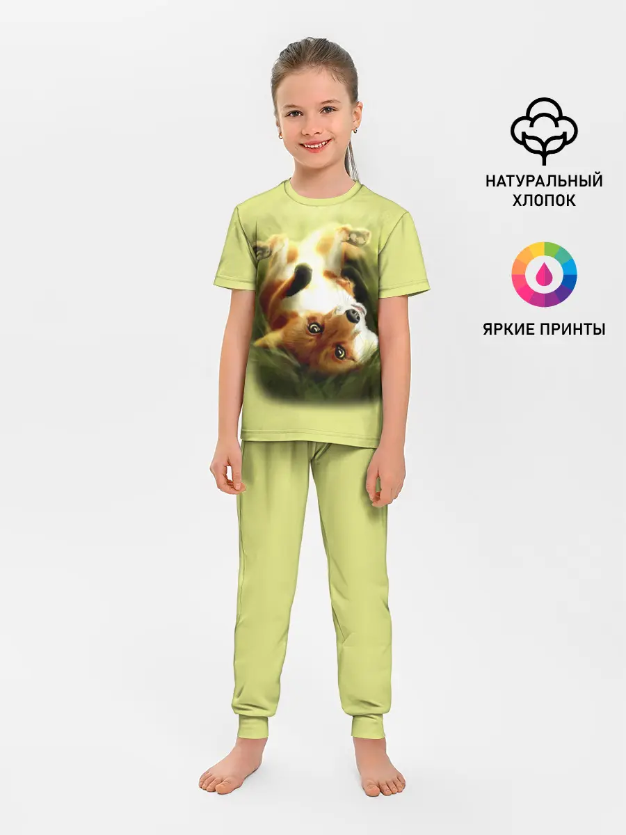 Детская пижама с брюками / Лиса на траве
