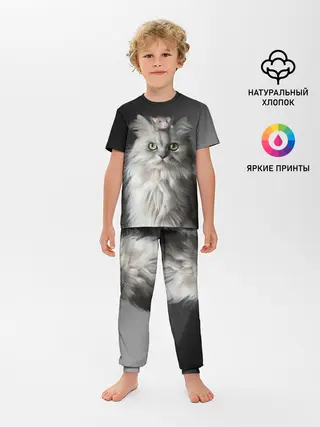 Детская пижама с брюками / Кот и мышка