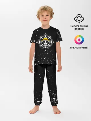 Детская пижама с брюками / ONE PIECE | ВАН ПИС ЧЕРЕП БРЫЗГИ КРАСОК