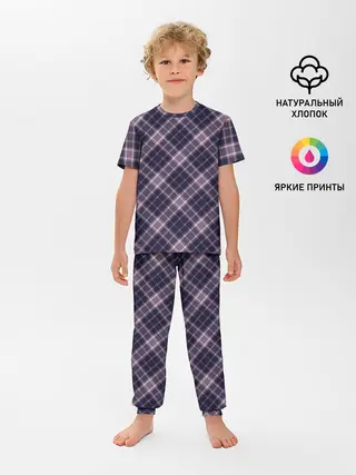 Детская пижама с брюками / Текстура в клетку
