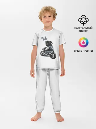 Детская пижама с брюками / Pug Rider | Байкер Мопс