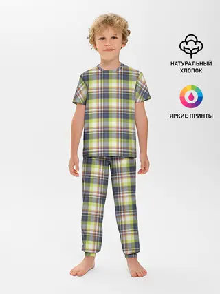Детская пижама с брюками / Текстура в клетку