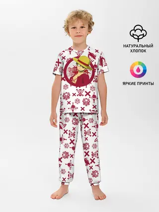 Детская пижама с брюками / Манки Д. Луффи | пиратские знаки One Piece