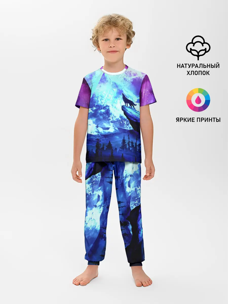 Детская пижама с брюками / Ночь Волк Луна
