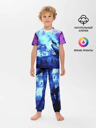Детская пижама с брюками / Ночь Волк Луна