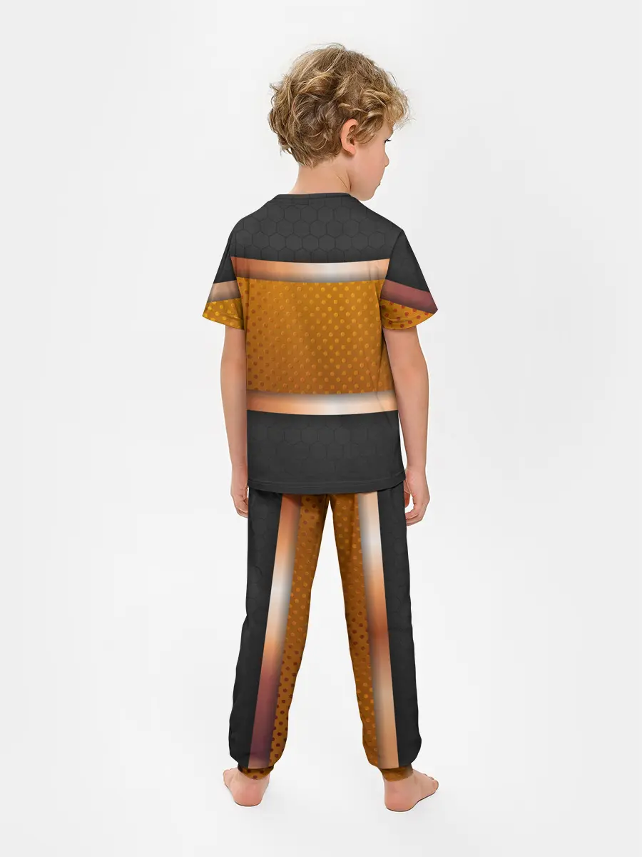 Детская пижама с брюками / 3d gold / black