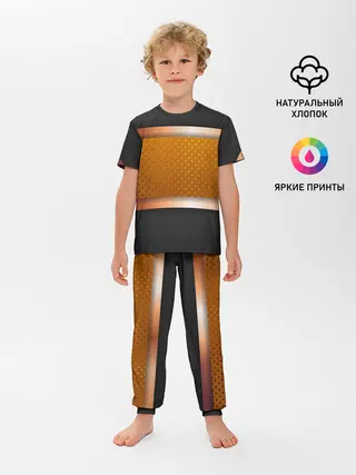 Детская пижама с брюками / 3d gold / black