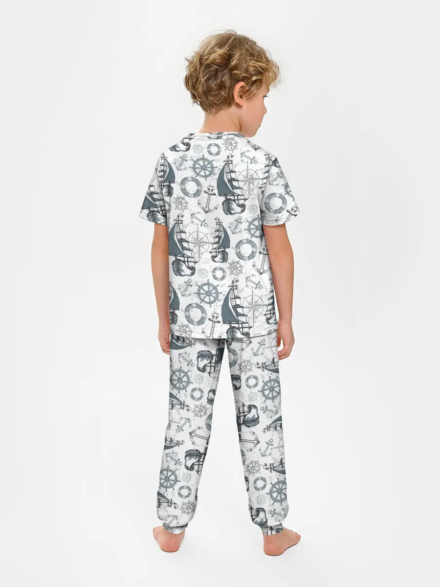 Детская пижама с брюками / Морской узор Nautical Pattern