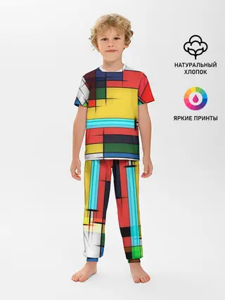 Детская пижама с брюками / абстрактные фигуры цвета