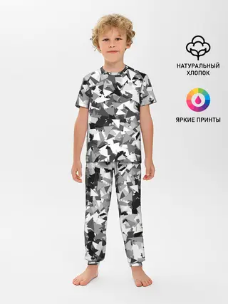 Детская пижама с брюками / Городской серый камуфляж