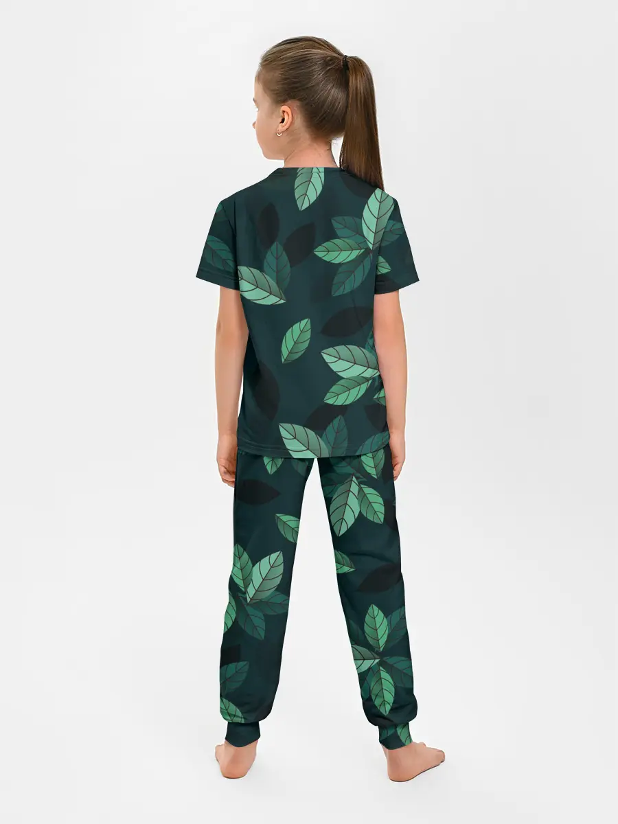 Детская пижама с брюками / Текстура Листья