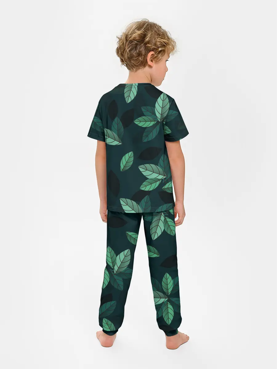 Детская пижама с брюками / Текстура Листья