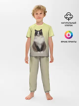 Детская пижама с брюками / персидская пушистая кошка