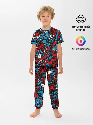 Детская пижама с брюками / Красно синие безумие