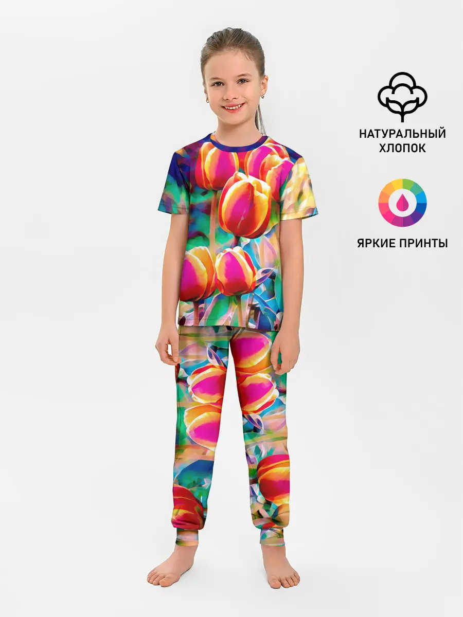 Детская пижама с брюками / Тюльпаны