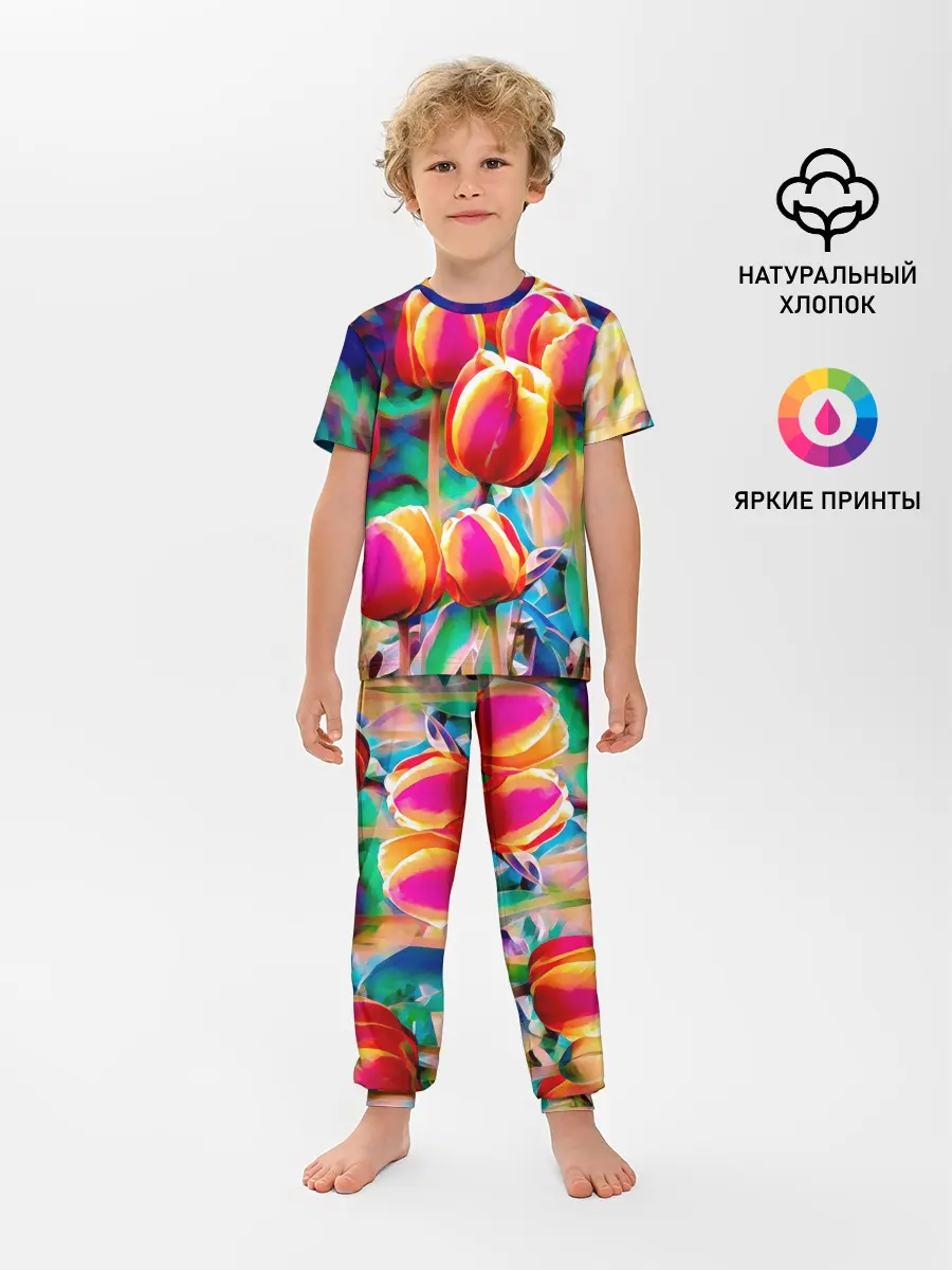 Детская пижама с брюками / Тюльпаны