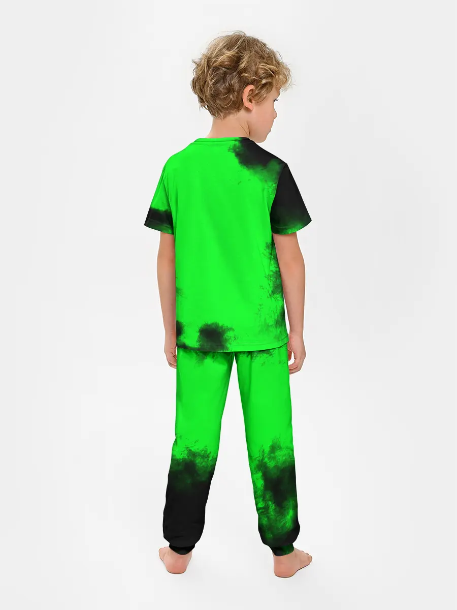 Детская пижама с брюками / Джоджо герои зеленый дым