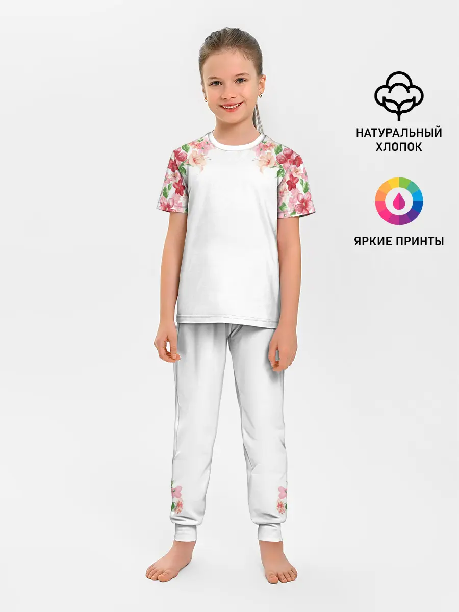 Детская пижама с брюками / Цветы