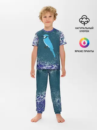 Детская пижама с брюками / Голубая сойка