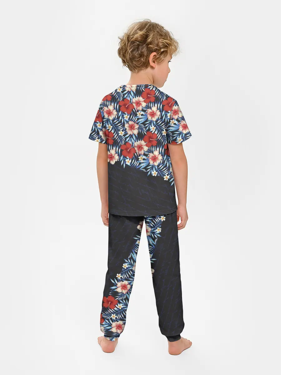Детская пижама с брюками / Flowers with inscriptions