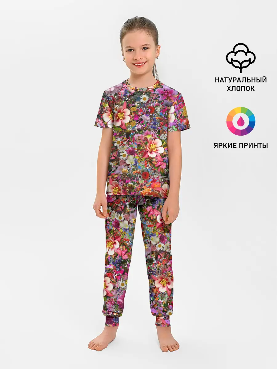 Детская пижама с брюками / Разные цветы
