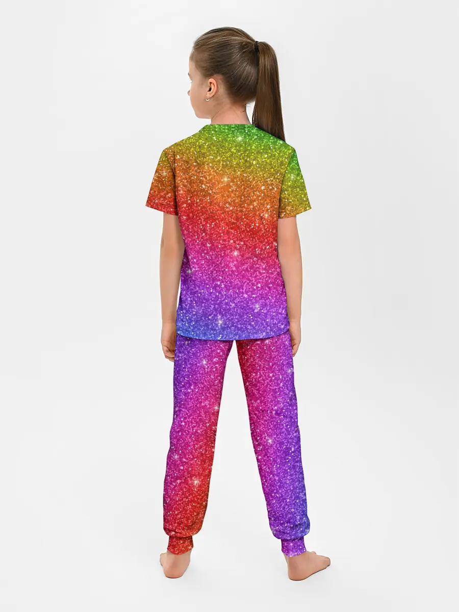 Детская пижама с брюками / Блестки радуги