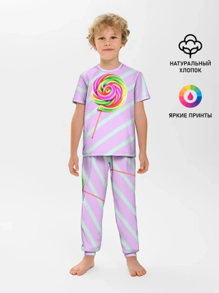 Детская пижама с брюками / Леденец графический фон