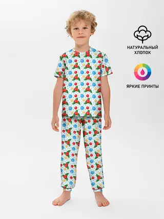 Детская пижама с брюками / Новогодняя Символика