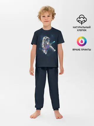 Детская пижама с брюками / Космонавт с гитарой