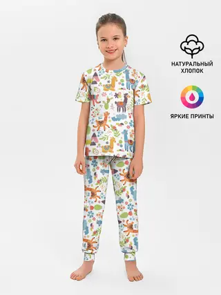 Детская пижама с брюками / Ламы