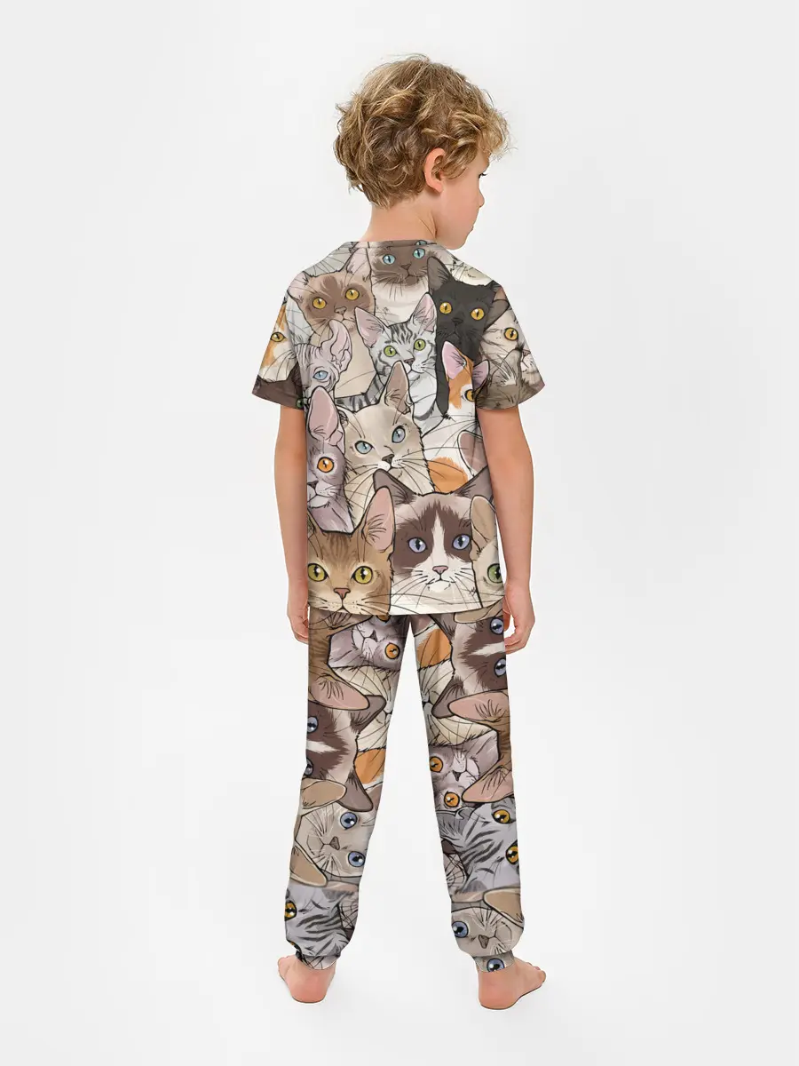 Детская пижама с брюками / Котики