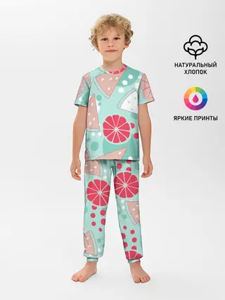 Детская пижама с брюками / Арбузно-цитрусовый узор