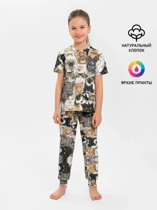 Детская пижама с брюками / Котики смешные