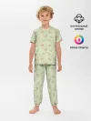 Детская пижама с брюками / Сердечки на светло зеленом фоне