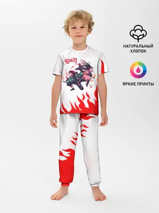 Детская пижама с брюками / Танджиро и Незуко в огне