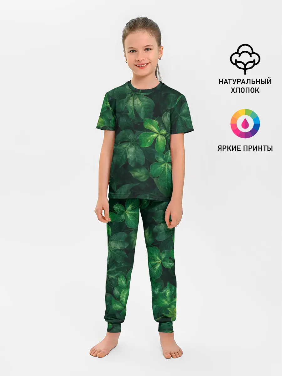 Детская пижама с брюками / Тропическая листва | Тропики