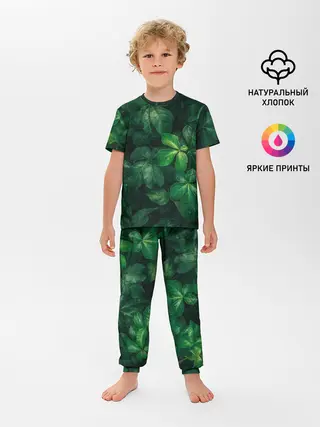 Детская пижама с брюками / Тропическая листва | Тропики