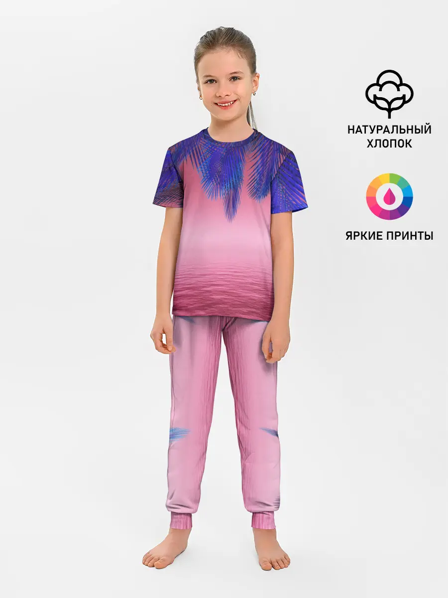 Детская пижама с брюками / Неоновые Тропики