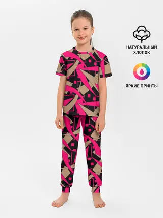 Детская пижама с брюками / Яркий абстрактный узор