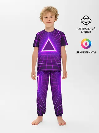 Детская пижама с брюками / Фон в стиле ретро 80-х