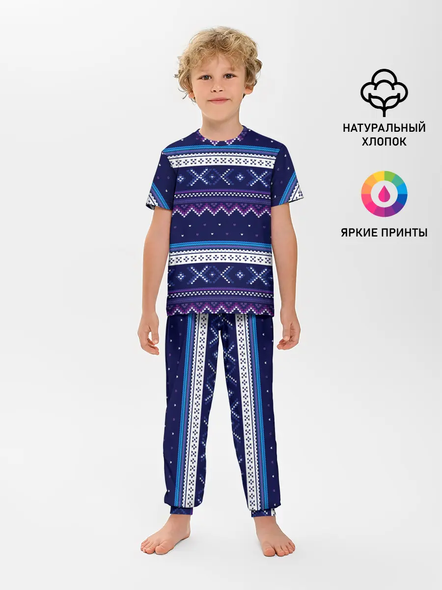 Детская пижама с брюками / Яркий узор 2