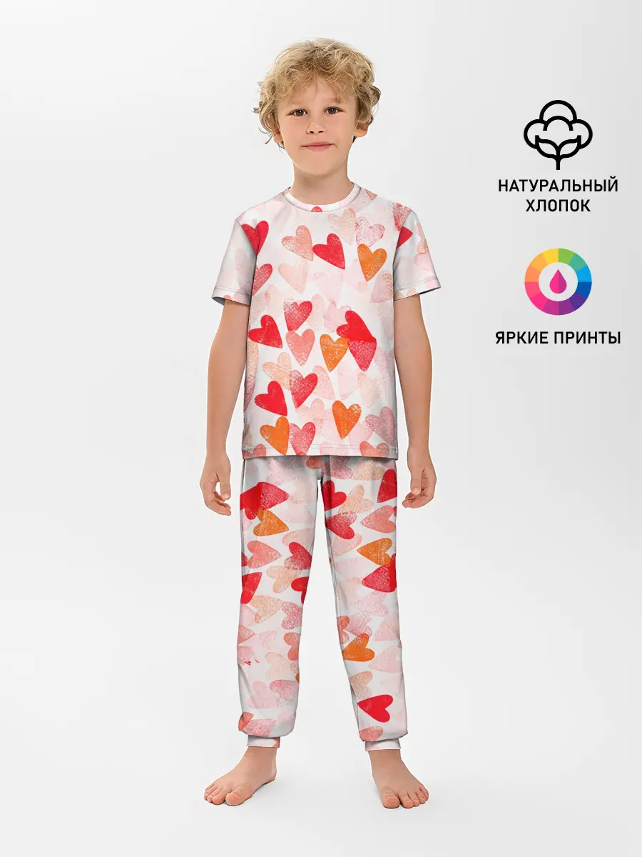 Детская пижама с брюками / Ванильные сердечки